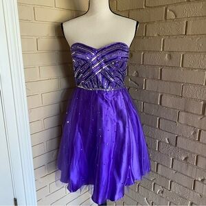 DEB Y2K Sequin Formal Prom Hoco Fairy Core Dress Chiffon Princess Size 3 / 4